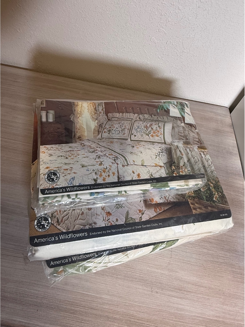 Vintage JCPenney America’s Wildflowers Queen Sheets 4 Pc Flat Fitted Cases NOS